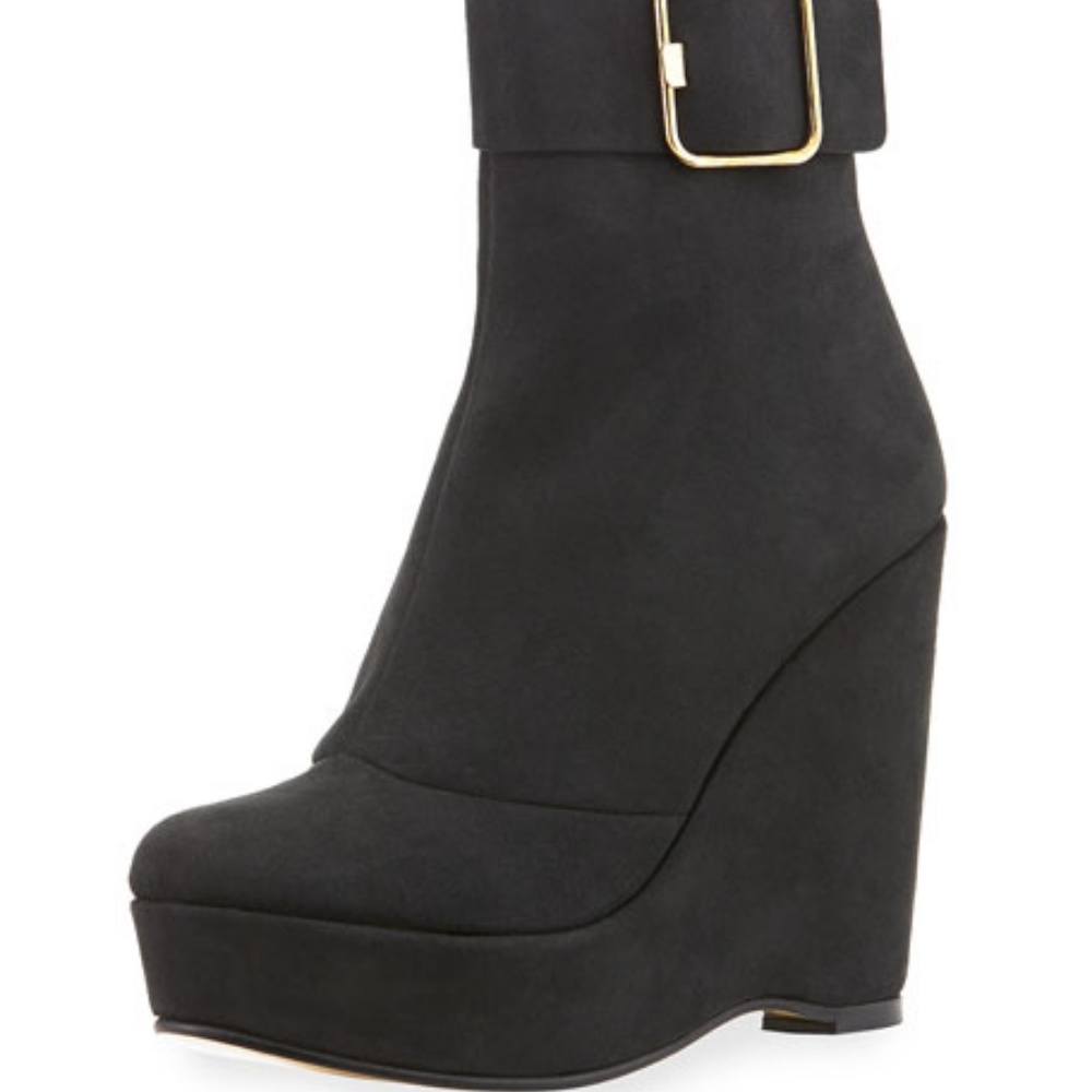 Stella McCartney faux sueded wedge bootie